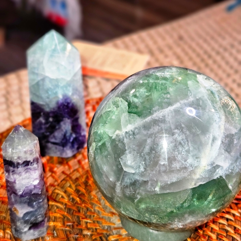 3 Rainbow Fluorite Piece Bundle